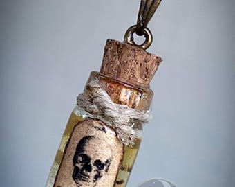Mini Apothecary Charm Necklace - Skull Maggots