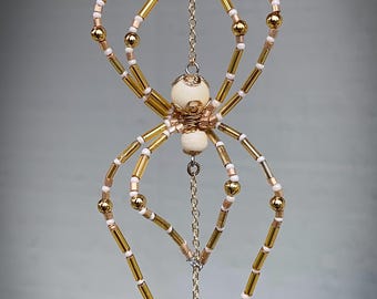 Golden Bone Spider - Ornament; Plant Hanger; Window/Home Decor; rear view mirror