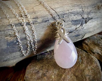 Rose Quartz - Gemstone Pendant - Breast Cancer Awareness