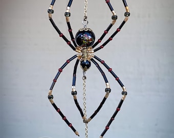Spider Ornament - Glass Beads; Ornament; Home Decor; Plant Hanger; Suncatcher