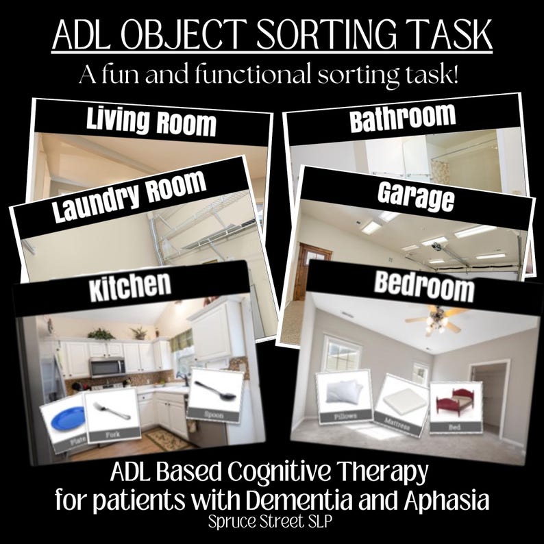 ADL Object Sorting Activity for Adult Speech Therapy | Dementia ...