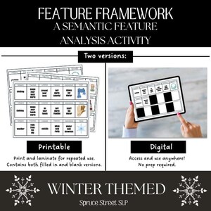 May include: A printable and digital winter-themed semantic feature analysis activity. The printable version includes both filled-in and blank versions. The digital version is accessible anywhere and requires no preparation.