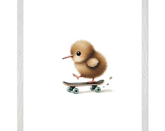 Kunstdruck – Little Kiwi – Skateboarding
