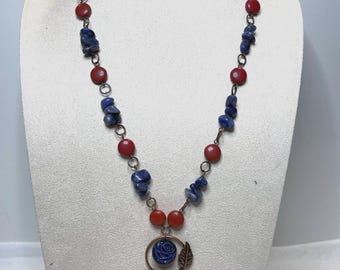 Red Jasper and Sodalite Heart Necklace