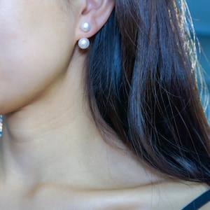Creamy White Button Pearl Ear Jacket Earrings | Real Freshwater Pearls | Sterling Silver or Gold Plate | Chic Modern Design