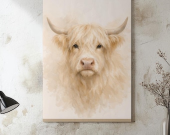 Highland Cow Print Cattle Wall Art Cow Watercolor Highland Cow Poster Cow Lover Gift Watercolor Cow Painting Cow Art