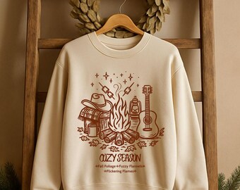 Cozy Season Sweatshirt, Fall Campfire Sweatshirt, Autumn Sweatshirts, Camping Sweatshirt, Cowgirl Bonfire Sweatshirt, Bonfire Sweatshirt