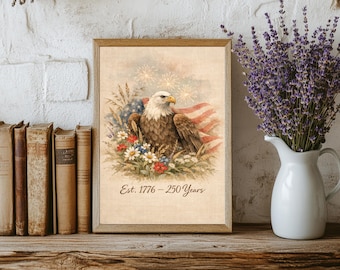 USA 250th Anniversary Eagle Wall Poster, American flag art, 1776 2026 Decor, Freedom home office wall decor, Gift idea