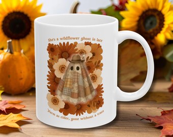 Cowgirl Ghost Mug, Autumn Mugs, Western Halloween, Spooky Cowgirl, Fall Season Mug, Whimsical, Boho Cowgirl Halloween Mug, Cottagecore Ghost