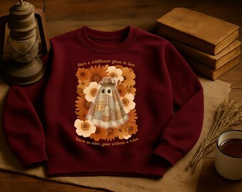 Cowgirl Ghost Sweatshirt, Western Halloween, Cottagecore Sweater, Boo Sweatshirt, Halloween 2025, Floral Ghost Shirt, Netflix and Chill