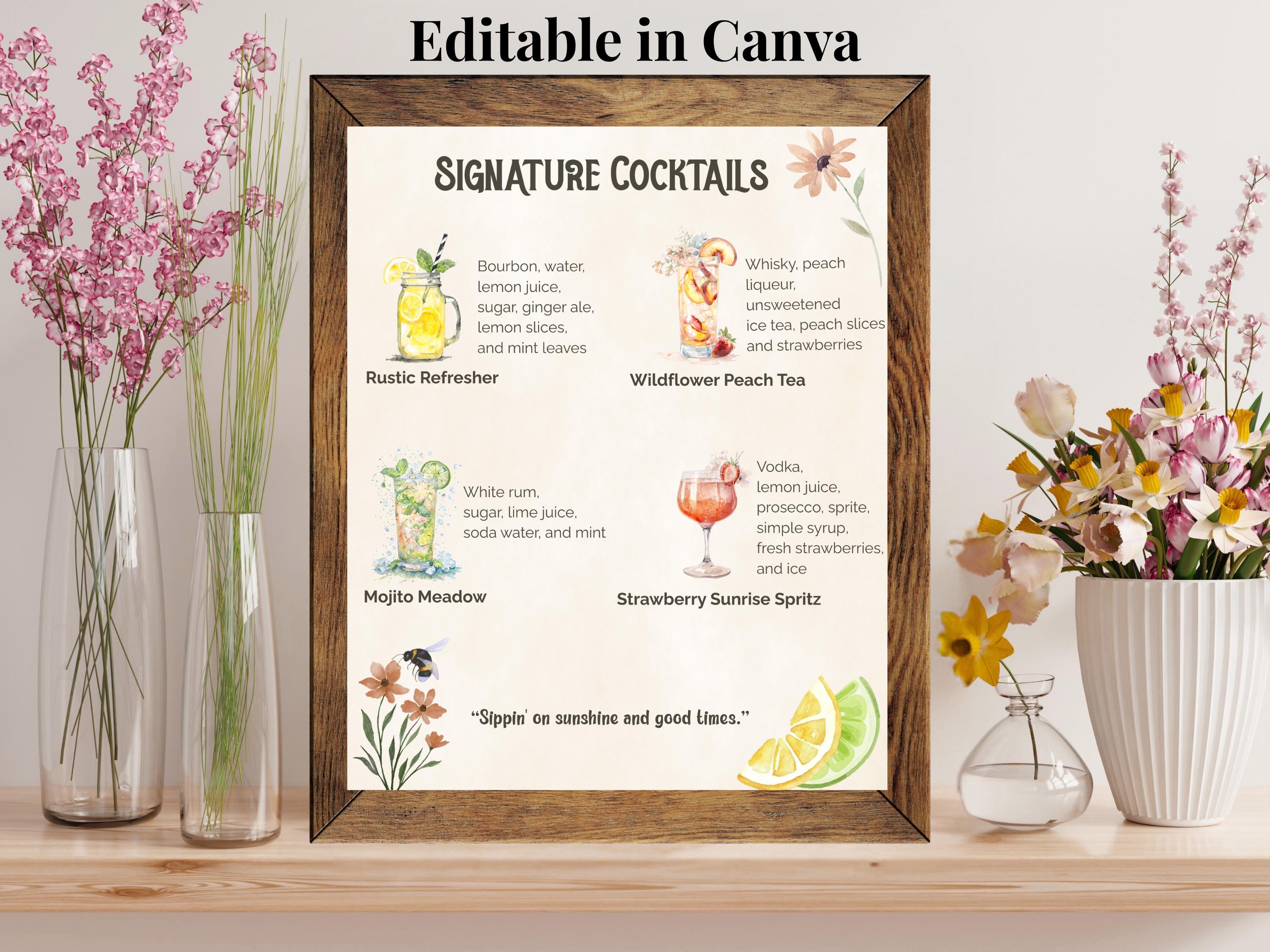 Signature Drink Sign Template Editable Signature Drinks Editable ...