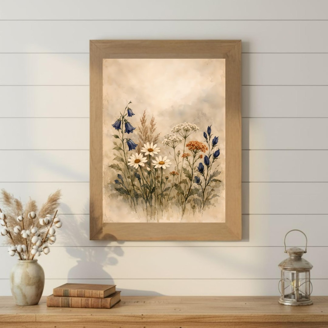 Wildflower Watercolor Wall Art Wildflower Prints Flower Market Poster ...