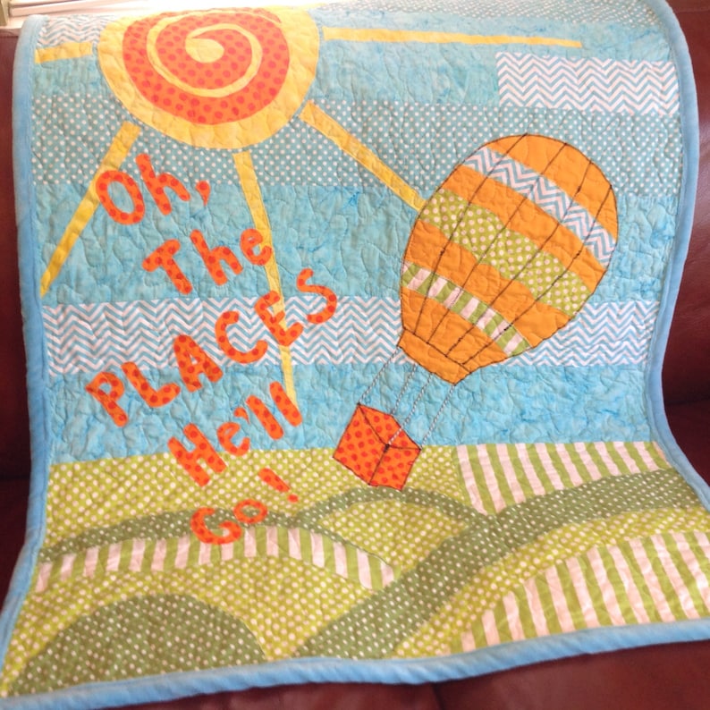 Balloon Baby Quilt/Oh The Places You Will Go/Baby Quilt/Gender image 0