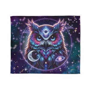 Cosmic Owl Fleece Blanket