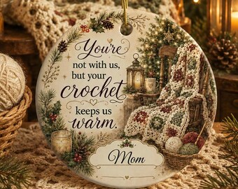 Personalized Crochet Memorial Ornament, Crocheter Remembrance Gift, Mom Memorial Keepsake, Custom Ceramic Ornament