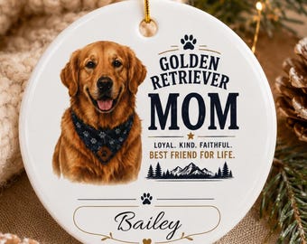 Golden Retriever Mom Ceramic Ornament | Personalized Dog Name