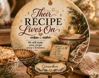 Recipe Memorial Ornament for Mom or Grandma, Personalized Family Recipe Christmas Keepsake, In Loving Memory Gift