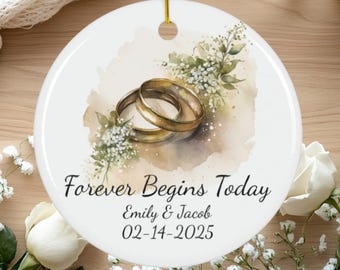 Personalized Wedding Ornament: Ceramic Keepsake, Names & Date