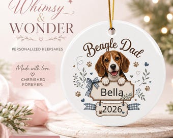 Personalized Beagle Dad Ornament, Custom Dog Dad Christmas Ornament, Beagle Lover Gift, Pet Dad Keepsake