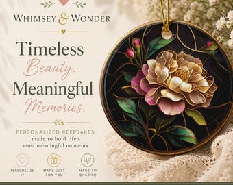 Stained Glass Effect Floral Ornament, Elegant Peony Keepsake