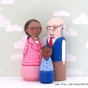 Custom Peg Doll Family Set, Unique Wooden Family Portrait Painted Personalized Peg Dolls Wooden Toys, Made to Order Doll Family, handmade 画像 4