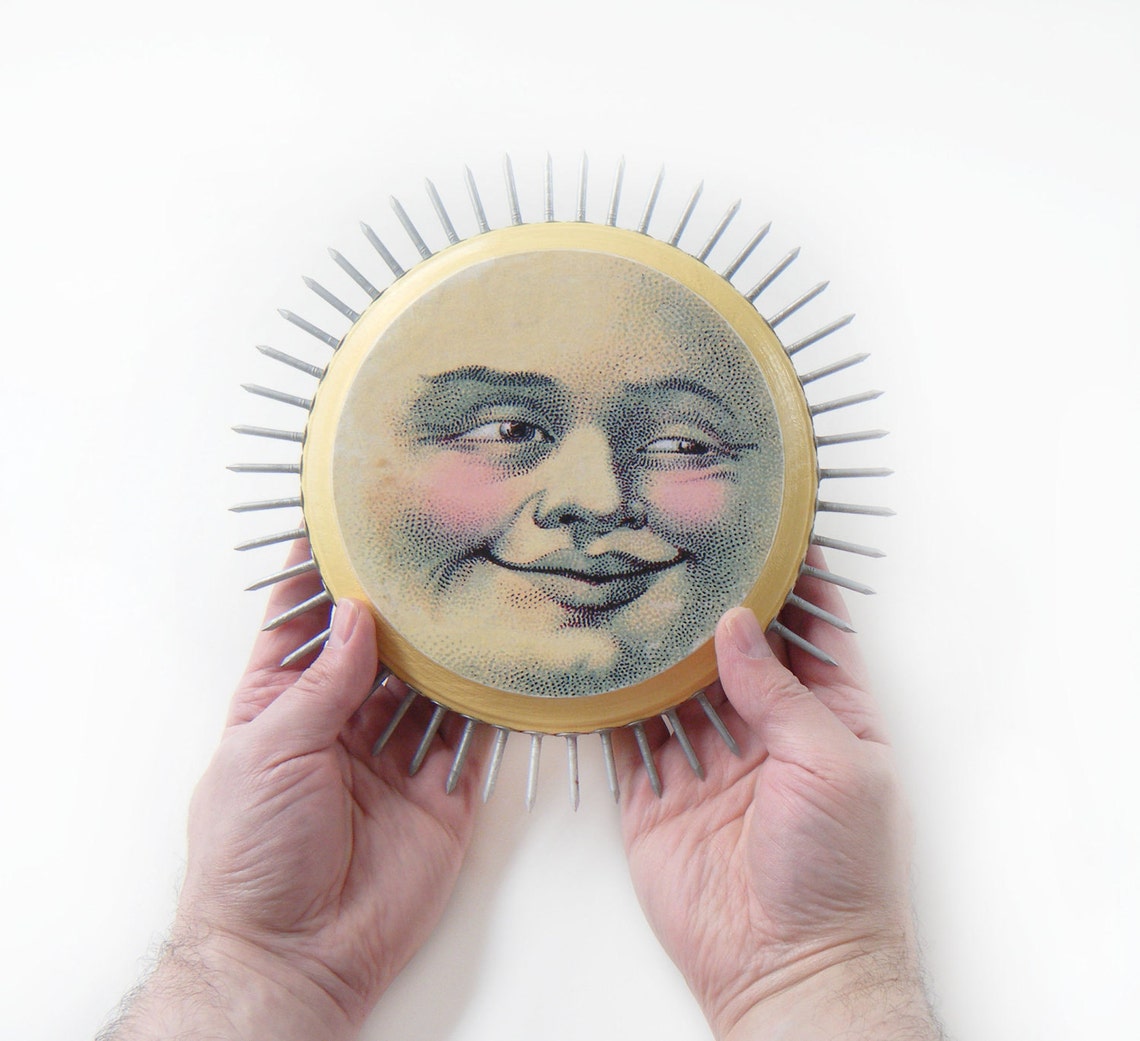 Sun Wall Hanging SUN KING Mixed Media Wall Sculpture Smiling Etsy