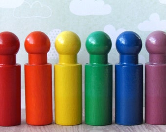 Rainbow Color Learning Peg Doll Toys, Pretend Play