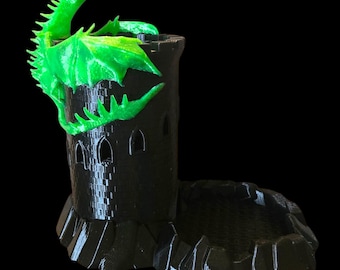 Dragon Guardian Dice Tower - Extra Large 3D Printed Castle with Dragon - D&D Dice Roller - Tabletop RPG Gaming Accessory - Gamer Gift - DND