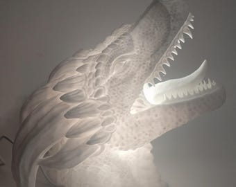 神話上のドラゴンヘッド | LED ライト 3D プリント |壁掛け |ベッド 