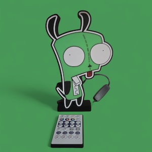 GIR 3D Printed LED Lightbox | Invader Zim | Lightbox | 3d Printed | Room Decor | Wall Light| 90's Kid | 2000's | LED Nightlight | Planet Irk
