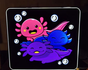 Ajolote / Caja de luz / Luz nocturna personalizada / Regalo personalizado / Caja de luz impresa en 3D / Luz nocturna linda / Adolescente / Niño / Decoración de habitación /