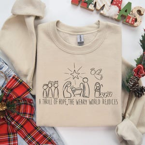 Sweat-shirt de Noël chrétien, pull de crèche de Noël, crèche histoire vraie, cadeaux de Noël religieux