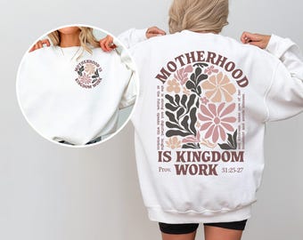 Motherhood Is Kingdom Work Shirt: Retro Christian Mom Gift