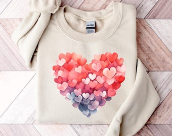 Retro Valentines Heart Sweatshirt, Cute Love Sweatshirt, Womens Valentines Hearts Shirt, Teacher Valentine Gift, Womens Valentine Love Shirt