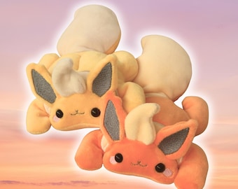 Handmade Flareon Fan-made Plush Beanie: Handmade Sensory Stuffed Animal Weighted