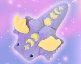 Handmade Dragon Plush Celestial Star Moon Beanie: Sensory Stuffed Animal Weighted