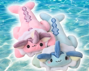 Handmade Vaporeon Fan-made Plush Beanie: Handmade Sensory Stuffed Animal Weighted