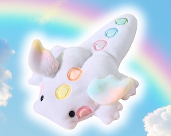 Handmade Rainbow Dragon Plush Beanie: Sensory Stuffed Animal Weighted