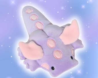 Handmade Dragon Plush Beanie Purple Pink: Sensory Stuffed Animal Weighted