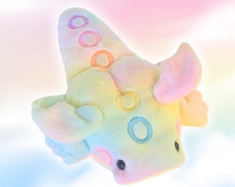 Handmade Rainbow Dragon Plush Beanie: Sensory Stuffed Animal Weighted
