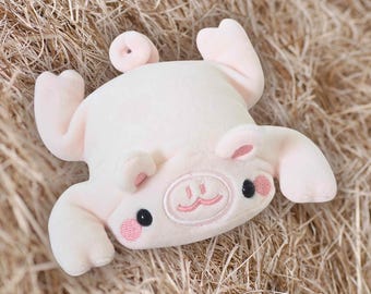 Handmade Pig Plush Beanie: Handmade Sensory Stuffed Animal Weighted