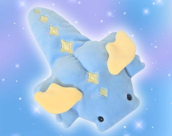 Handmade Dragon Plush Celestial Star Moon Beanie: Sensory Mochi Minky Stuffed Animal Weighted