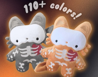 Handmade Custom Skeleton Cat Plush Beanie Weighted