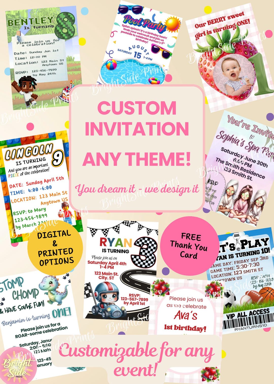 Personalized Birthday Party Invitation: Custom Theme, Digital or ...