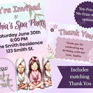 Spa Party Invitation: Tween Sleepover, Editable Design (Digital or Printed Option Available)
