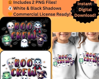 Boo Crew Halloween PNG: Kids Sublimation Design (Digital Download)