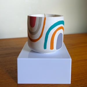 Handmade Candle Holder with Geometric Designs - includes beeswax candle