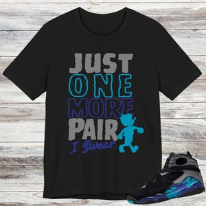 Aqua 8 Jordan Sneaker Match Shirts, Black Concord Aquatone, Matching T-shirt for Jordan 8 Aqua