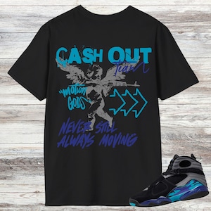 Maglietta Jordan 8 Aqua Sneaker Match, Nero Concord Aqua Tone, Magliette per Jordan 8 Aqua