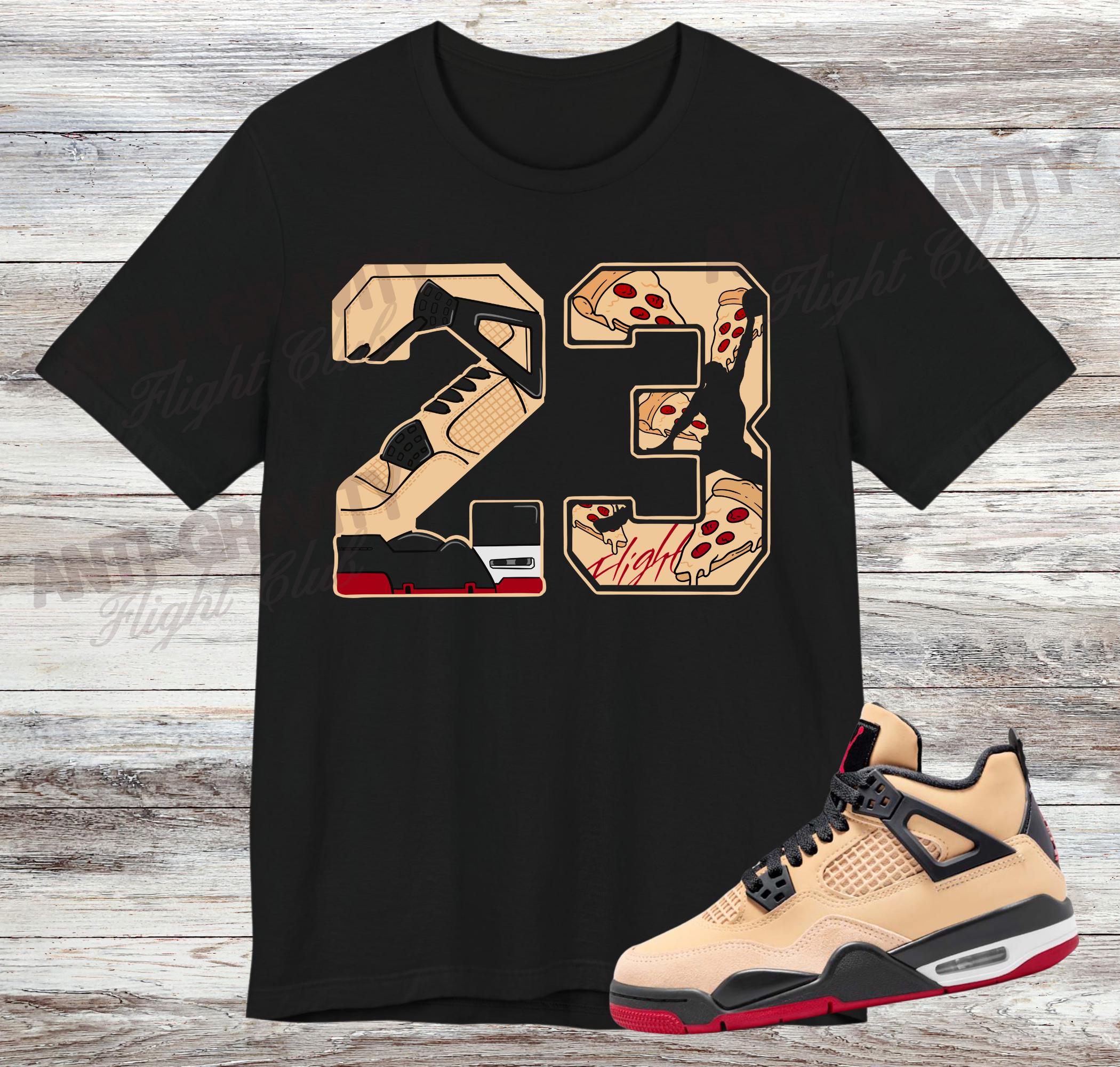 4 GS Pizza Sneaker Match Shirt, Sesame White Fire Red Black